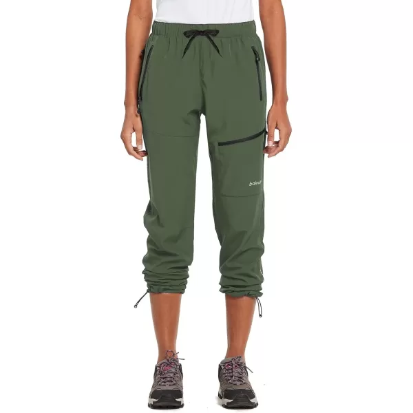 BALEAF Womens Hiking Pants Quick Dry Lightweight Water Resistant Elastic Waist Cargo Pants for All SeasonsArmy Green