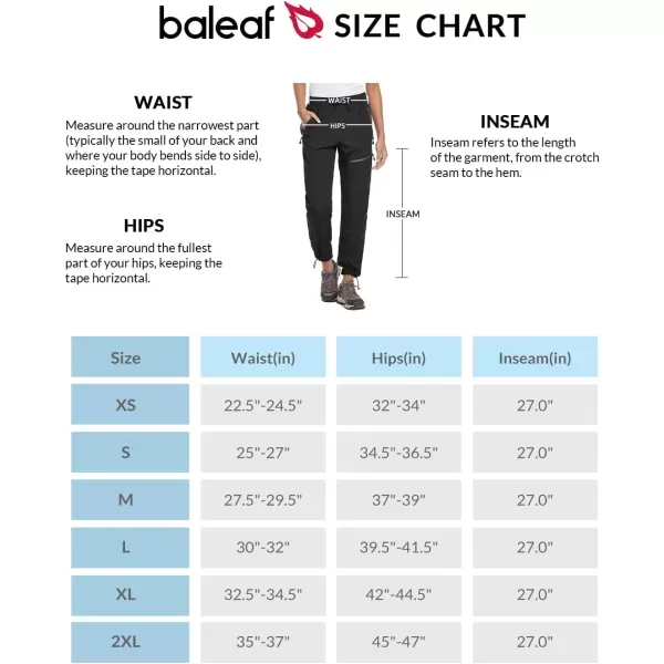 BALEAF Womens Hiking Pants Quick Dry Lightweight Water Resistant Elastic Waist Cargo Pants for All SeasonsBlack Petite 27u2018u2019