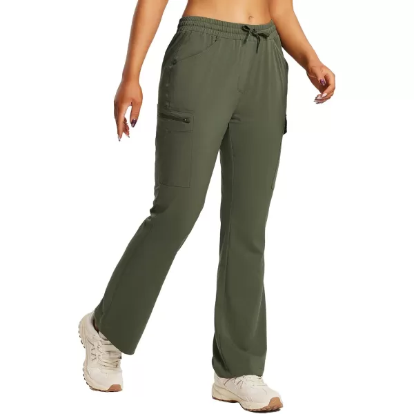 BALEAF Womens Hiking Pants Quick Dry Lightweight Water Resistant Elastic Waist Cargo Pants for All SeasonsDark Army