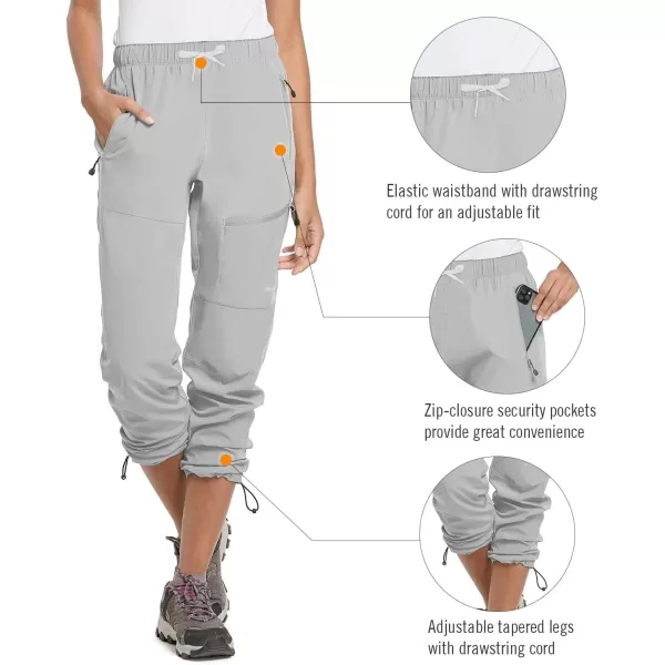 BALEAF Womens Hiking Pants Quick Dry Lightweight Water Resistant Elastic Waist Cargo Pants for All SeasonsGlacier Gray