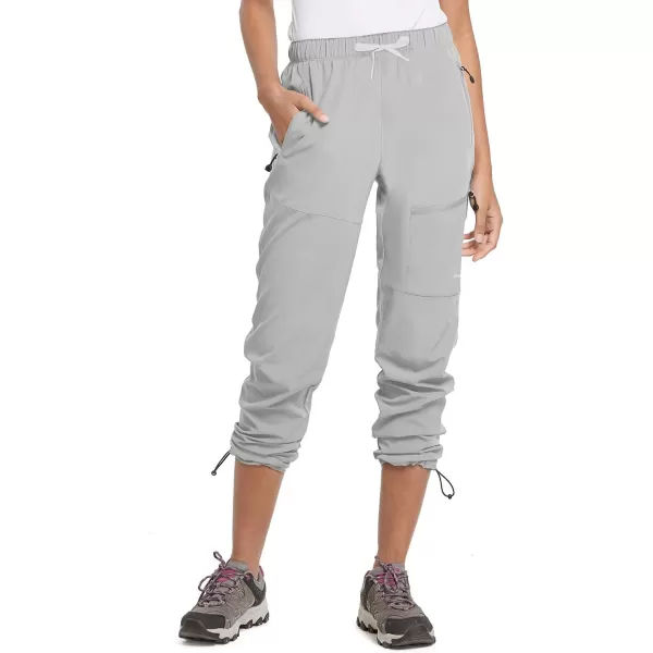 BALEAF Womens Hiking Pants Quick Dry Lightweight Water Resistant Elastic Waist Cargo Pants for All SeasonsGlacier Gray