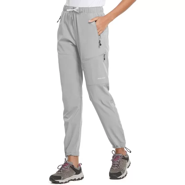 BALEAF Womens Hiking Pants Quick Dry Lightweight Water Resistant Elastic Waist Cargo Pants for All SeasonsGlacier Gray