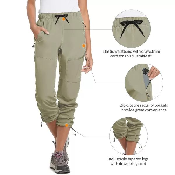 BALEAF Womens Hiking Pants Quick Dry Lightweight Water Resistant Elastic Waist Cargo Pants for All SeasonsLight Green