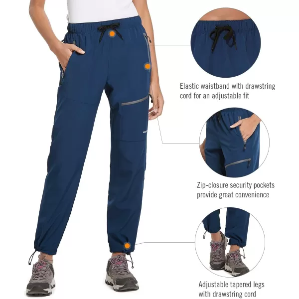 BALEAF Womens Hiking Pants Quick Dry Lightweight Water Resistant Elastic Waist Cargo Pants for All SeasonsNavy Blue