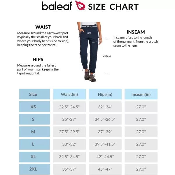 BALEAF Womens Hiking Pants Quick Dry Lightweight Water Resistant Elastic Waist Cargo Pants for All SeasonsNavy Blue Petite 27 Inseam