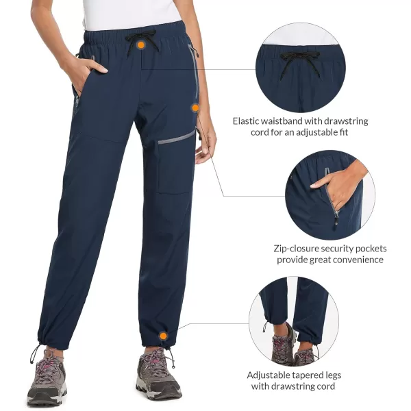 BALEAF Womens Hiking Pants Quick Dry Lightweight Water Resistant Elastic Waist Cargo Pants for All SeasonsNavy Blue Tall 31u2018u2019