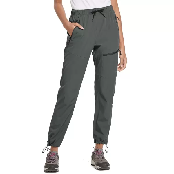 BALEAF Womens Hiking Pants Quick Dry Lightweight Water Resistant Elastic Waist Cargo Pants for All SeasonsSteel Gray