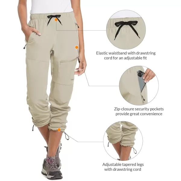 BALEAF Womens Hiking Pants Quick Dry Lightweight Water Resistant Elastic Waist Cargo Pants for All SeasonsSuntan