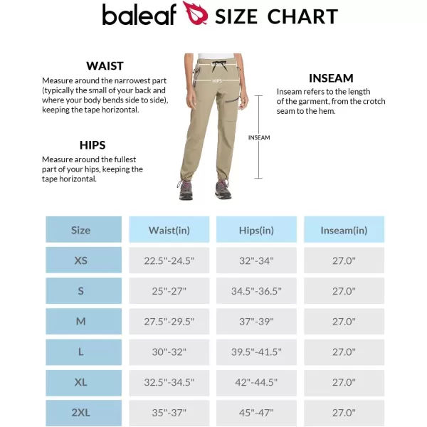 BALEAF Womens Hiking Pants Quick Dry Lightweight Water Resistant Elastic Waist Cargo Pants for All SeasonsSuntan Petite 27 Inseam