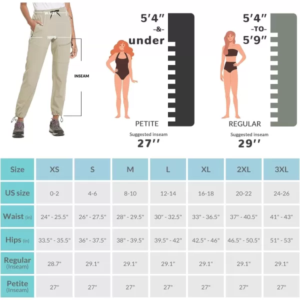 BALEAF Womens Hiking Pants Quick Dry Lightweight Water Resistant Elastic Waist Cargo Pants for All SeasonsSuntan Tall 31u2018u2019