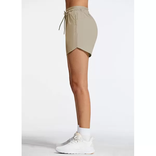 BALEAF Womens Hiking Shorts 4 Quick Dry with Zip Pockets Athletic Summer Running Stretch Active Workout GymKhaki