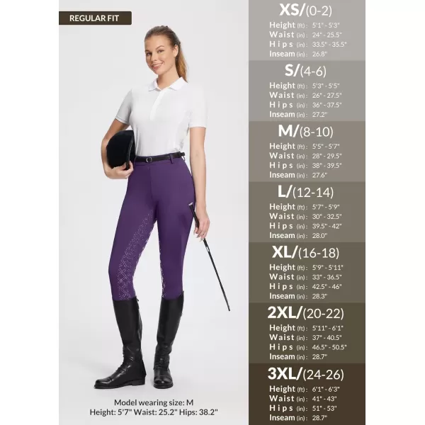 BALEAF Womens Horse Riding Pants Full Seat Riding Breeches Equestrian Tights Horseback Silicone Zipped PocketPurple