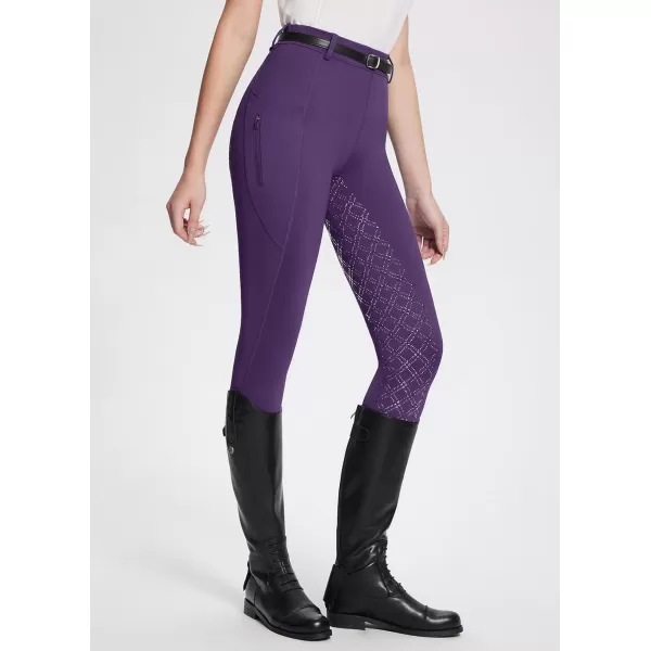 BALEAF Womens Horse Riding Pants Full Seat Riding Breeches Equestrian Tights Horseback Silicone Zipped PocketPurple