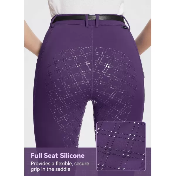 BALEAF Womens Horse Riding Pants Full Seat Riding Breeches Equestrian Tights Horseback Silicone Zipped PocketPurple