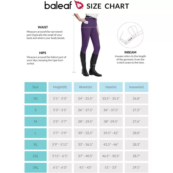 BALEAF Womens Horse Riding Pants Full Seat Riding Breeches Equestrian Tights Horseback Silicone Zipped PocketPurple