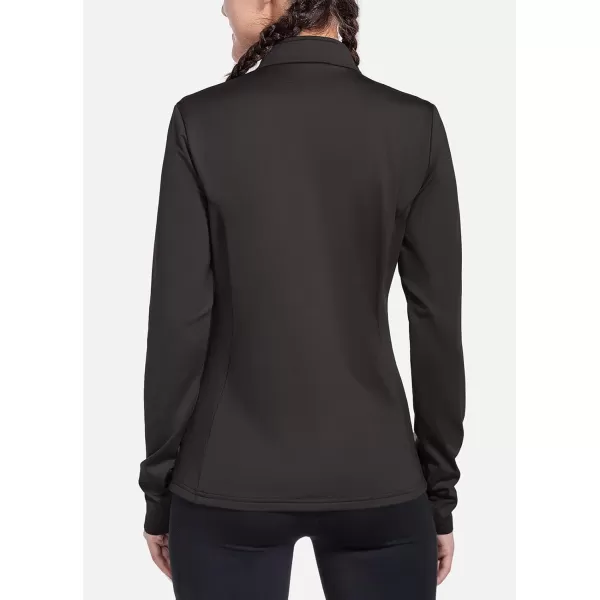 BALEAF Womens Horse Riding Shirts Long Sleeve Half Zip Pullover Fleece Jacket Winter Cold Weather Running GearBlack