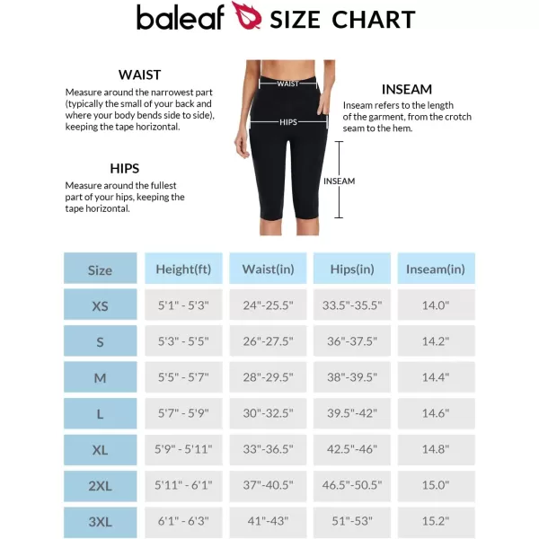 BALEAF Womens Knee Length Cotton Capri Leggings with Pockets High Waisted Casual Summer Yoga Workout Exercise Pants14 Inseam Black