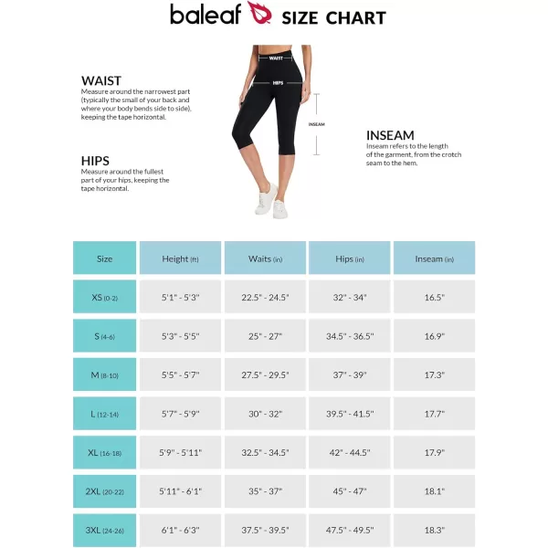 BALEAF Womens Knee Length Cotton Capri Leggings with Pockets High Waisted Casual Summer Yoga Workout Exercise Pants17 Inseam Black