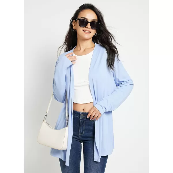 BALEAF Womens Lightweight Cardigan with Pockets Long Sleeve Shirts Open Front Casual Loose Jackets Soft DrapeBlue