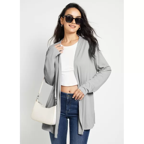 BALEAF Womens Lightweight Cardigan with Pockets Long Sleeve Shirts Open Front Casual Loose Jackets Soft DrapeGrey