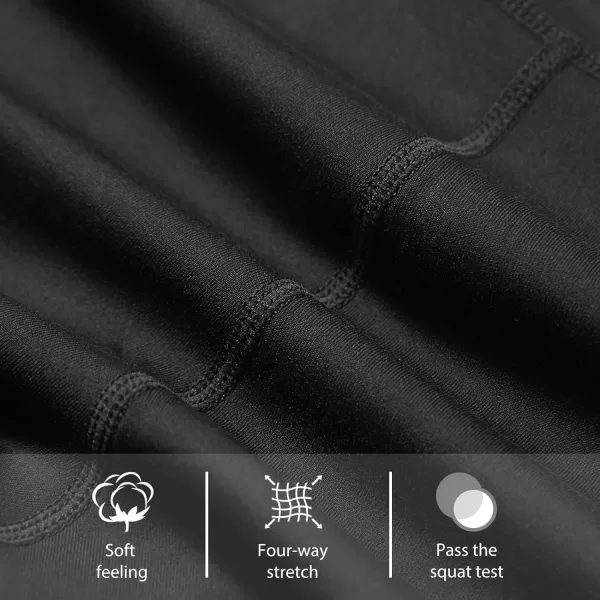 BALEAF Womens Long Biker Yoga Compression Shorts High Waist Knee Length Spandex Workout Shorts with Pockets Soft10 inches inseam Black