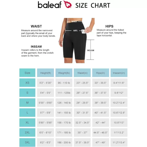 BALEAF Womens Long Biker Yoga Compression Shorts High Waist Knee Length Spandex Workout Shorts with Pockets Soft10 inches inseam Black