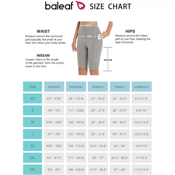 BALEAF Womens Long Biker Yoga Compression Shorts High Waist Knee Length Spandex Workout Shorts with Pockets Soft10 inches inseam Frost Gray