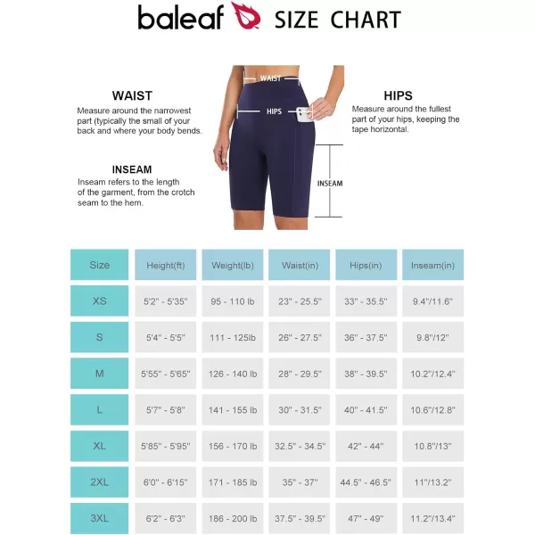 BALEAF Womens Long Biker Yoga Compression Shorts High Waist Knee Length Spandex Workout Shorts with Pockets Soft10 inches inseam Navy