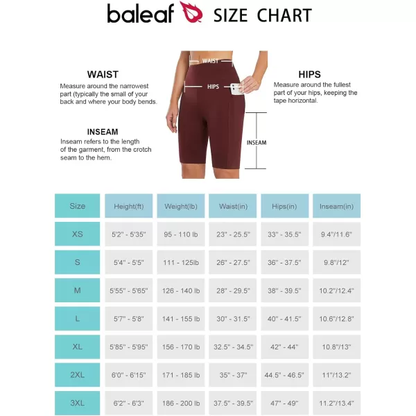 BALEAF Womens Long Biker Yoga Compression Shorts High Waist Knee Length Spandex Workout Shorts with Pockets Soft10 inches inseam Wine Red