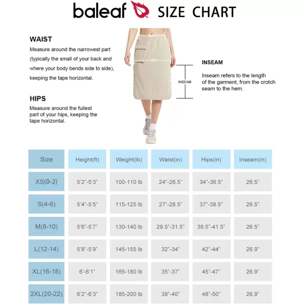 BALEAF Womens Long Casual Skirt Pocket with Slit 265 Midi Calf Length Elastic Waist Stretch for TravelKhaki