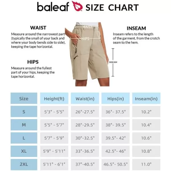 BALEAF Womens Long Hiking Bermuda Shorts Quick Dry Summer Golf Shorts Lightweight with Pockets UPF 50 for Camping Work2khaki