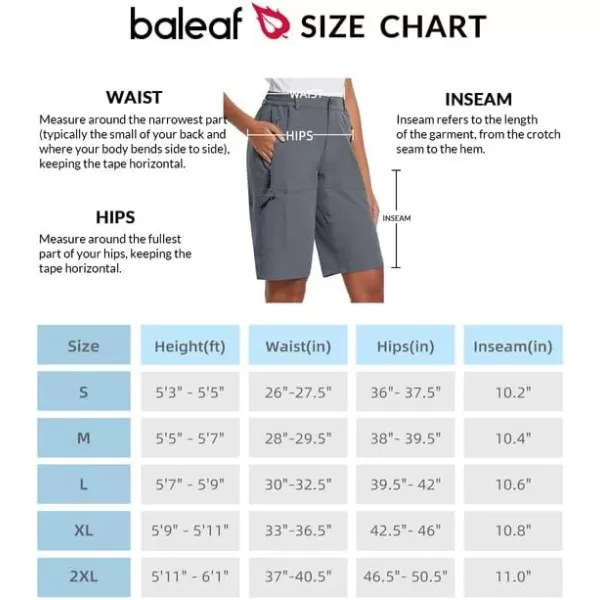 BALEAF Womens Long Hiking Bermuda Shorts Quick Dry Summer Golf Shorts Lightweight with Pockets UPF 50 for Camping Work4dark Grey