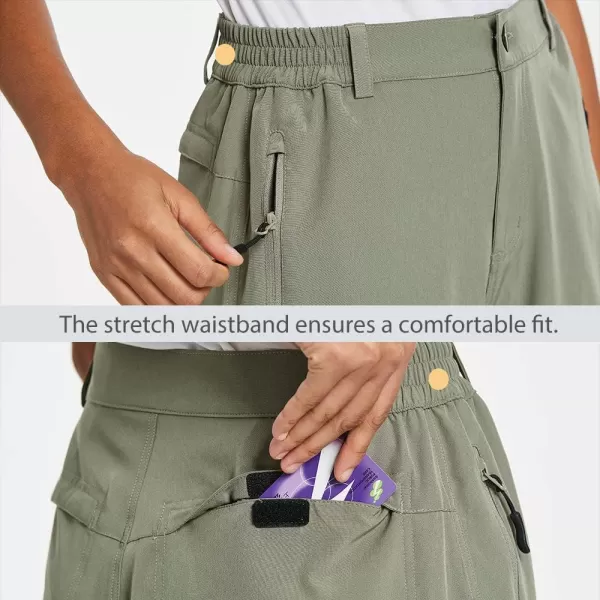 BALEAF Womens Long Hiking Bermuda Shorts Quick Dry Summer Golf Shorts Lightweight with Pockets UPF 50 for Camping Work5raw Khaki