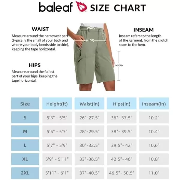 BALEAF Womens Long Hiking Bermuda Shorts Quick Dry Summer Golf Shorts Lightweight with Pockets UPF 50 for Camping Work5raw Khaki