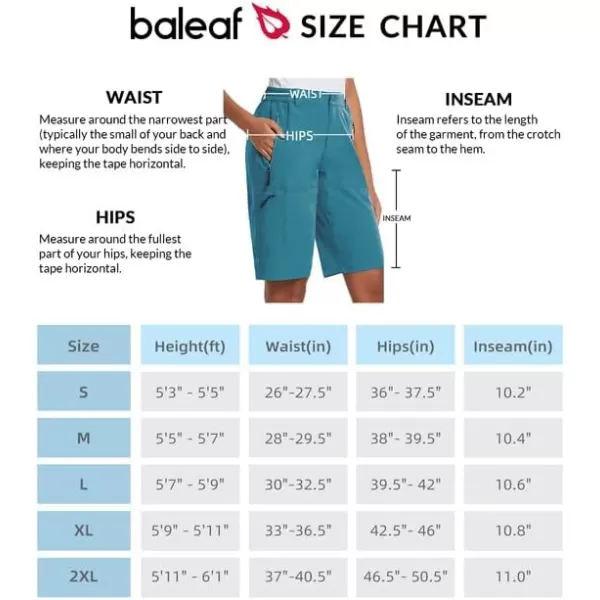 BALEAF Womens Long Hiking Bermuda Shorts Quick Dry Summer Golf Shorts Lightweight with Pockets UPF 50 for Camping Work6blue