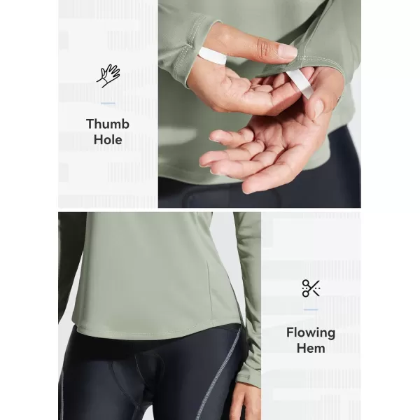 BALEAF Womens Long Sleeve Hiking Shirts Pocket Sun Protection UPF 50 Cycling Running Tops Lightweight Outdoor ClothingGreen