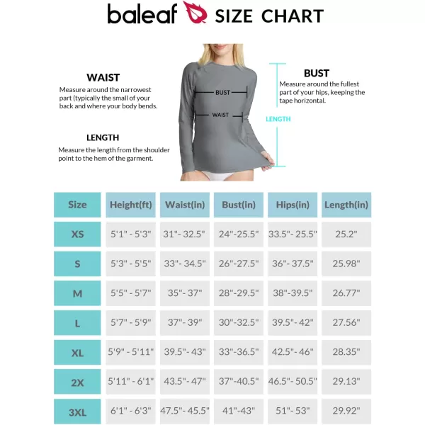 BALEAF Womens Long Sleeve Rash Guard Swim Shirt UPF 50 Sun Protection Rashguard Lightweight Swimsuits TopDark Grey