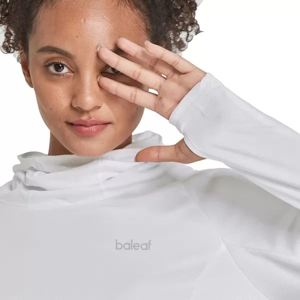 BALEAF Womens Long Sleeve Rash Guard with Face Cover UPF 50 Swim Shirts Sun Hoddie Lightweight Quick Dry Hiking Tops01white