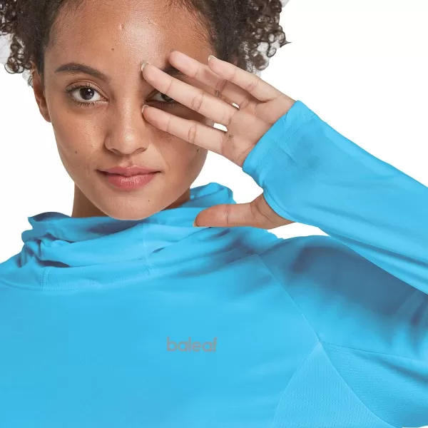 BALEAF Womens Long Sleeve Rash Guard with Face Cover UPF 50 Swim Shirts Sun Hoddie Lightweight Quick Dry Hiking TopsBlue