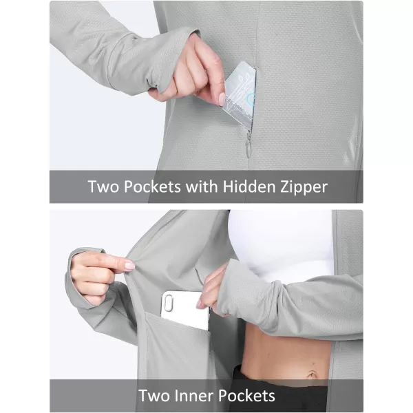 BALEAF Womens Long Sleeve Running Shirts UPF 50 Sun Protection Full Zip Athletic Jackets Lightweight Zipper PocketsGray