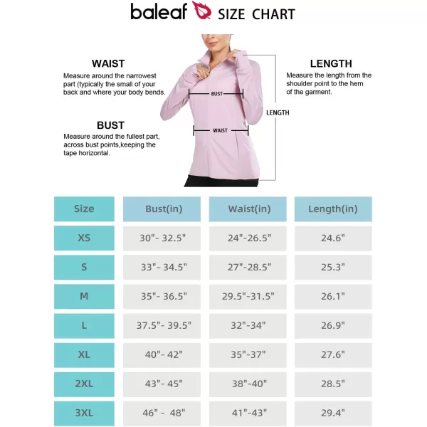 BALEAF Womens Long Sleeve Running Shirts UPF 50 Sun Protection Full Zip Athletic Jackets Lightweight Zipper PocketsPink