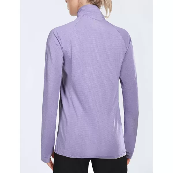 BALEAF Womens Long Sleeve Running Shirts UPF 50 Sun Protection Full Zip Athletic Jackets Lightweight Zipper PocketsPurple