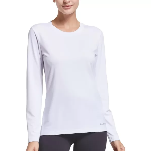 BALEAF Womens Long Sleeve Running Shirts Workout Tops Athletic Active Quick Dry Soft LightweightAwhite