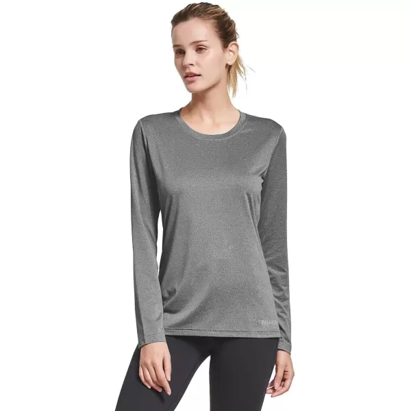 BALEAF Womens Long Sleeve Running Shirts Workout Tops Athletic Active Quick Dry Soft LightweightHeather Gray