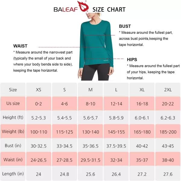 BALEAF Womens Long Sleeve Running Shirts Workout Tops Athletic Active Quick Dry Soft LightweightTeal