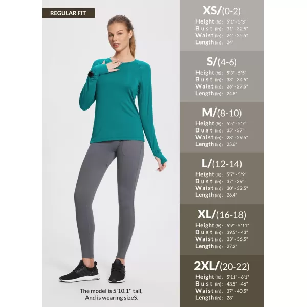 BALEAF Womens Long Sleeve Running Shirts Workout Tops Athletic Active Quick Dry Soft LightweightTeal Greensun Protection