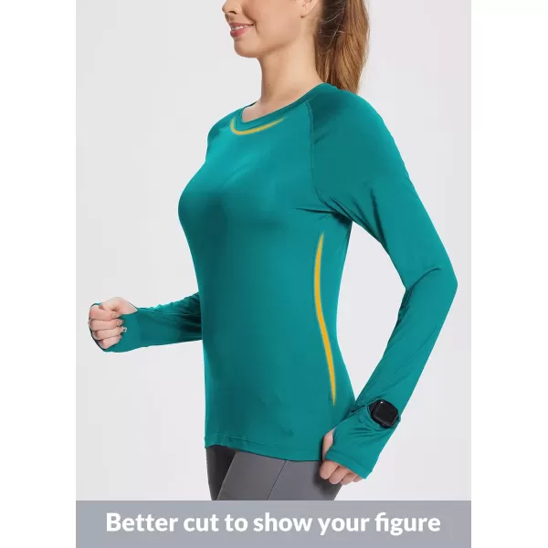 BALEAF Womens Long Sleeve Running Shirts Workout Tops Athletic Active Quick Dry Soft LightweightTeal Greensun Protection