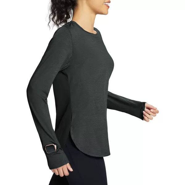 BALEAF Womens Long Sleeve Running Shirts Workout Tops Quick Dry UPF 50 LightweightBlack