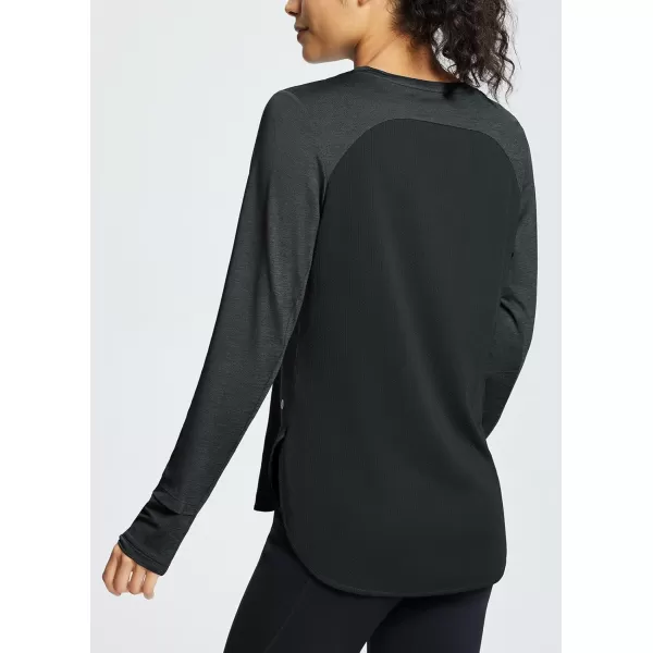 BALEAF Womens Long Sleeve Running Shirts Workout Tops Quick Dry UPF 50 LightweightBlack