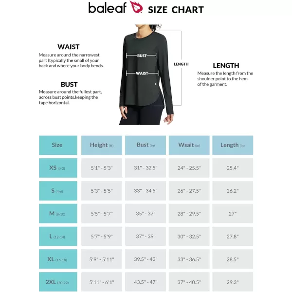 BALEAF Womens Long Sleeve Running Shirts Workout Tops Quick Dry UPF 50 LightweightBlack